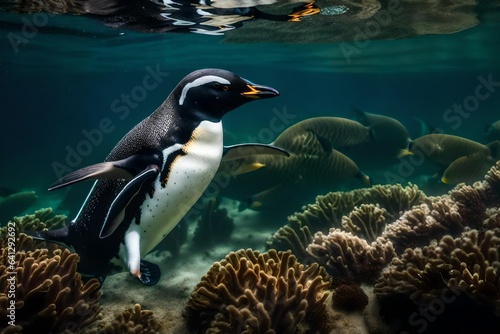 penguin in the sea