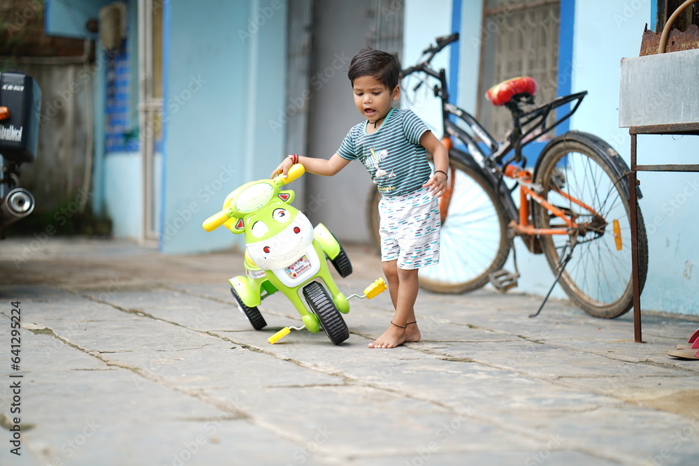 cute indian kid, indian boy enjoy cycle riding, Little Indian kid ...
