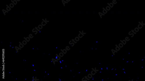Blue Confetti Animation Isolated Party Popper Falling For Celebration Birthday Anniversary On Black, Green and Alpha Matte Channel Perfect For Compositing Into Your cgi Scene. 4K ProRes 4444