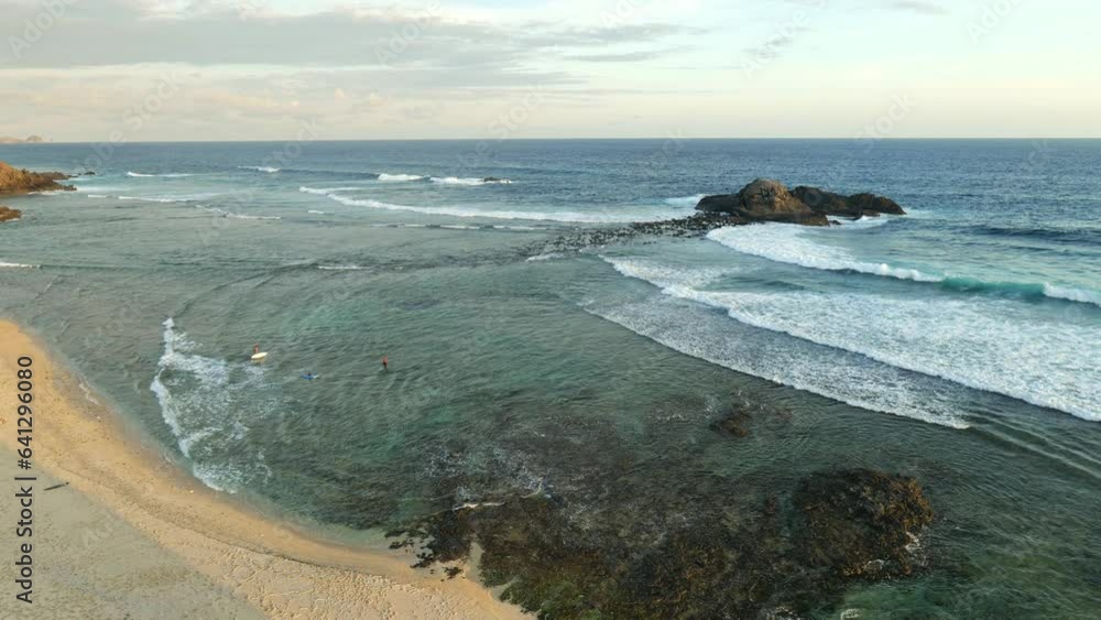 Lombok, Indonesia, Beach ocean panorama view landscape around Seger beach area. Lombok is an island in West Nusa Tenggara province, Indonesia. Lombok, Indonesia, Beach ocean panorama view landscape around Seger beach area. Lombok is an island in West Nusa Tenggara province, Indonesia.