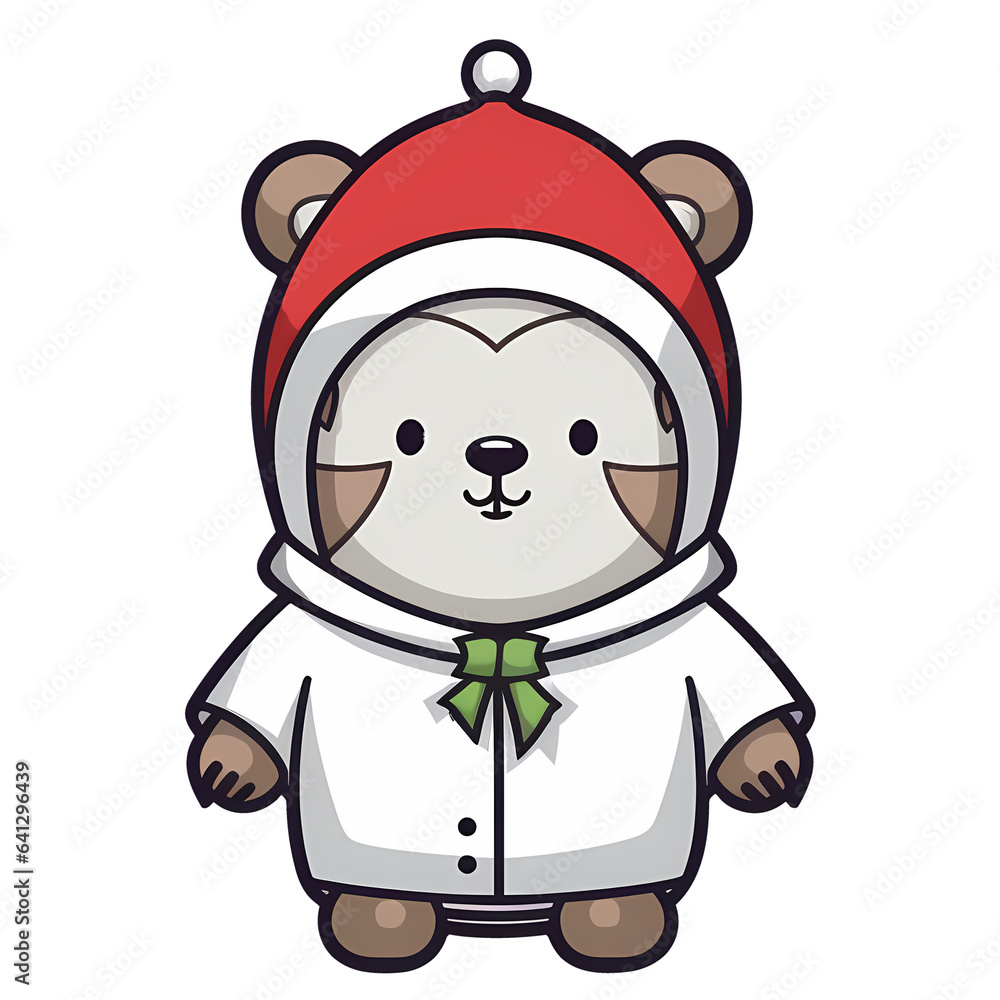Cute Christmas Panda Clipart Illustration