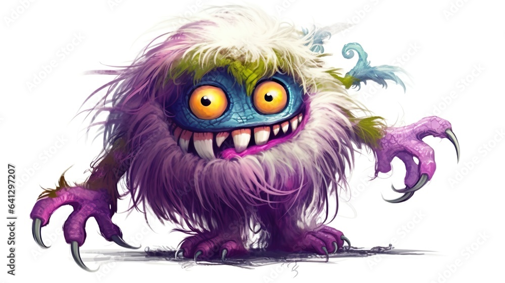 Funny monster colorful happy friendly monster for children room kids room nursery decoration wallpaper illustration graphic AI art