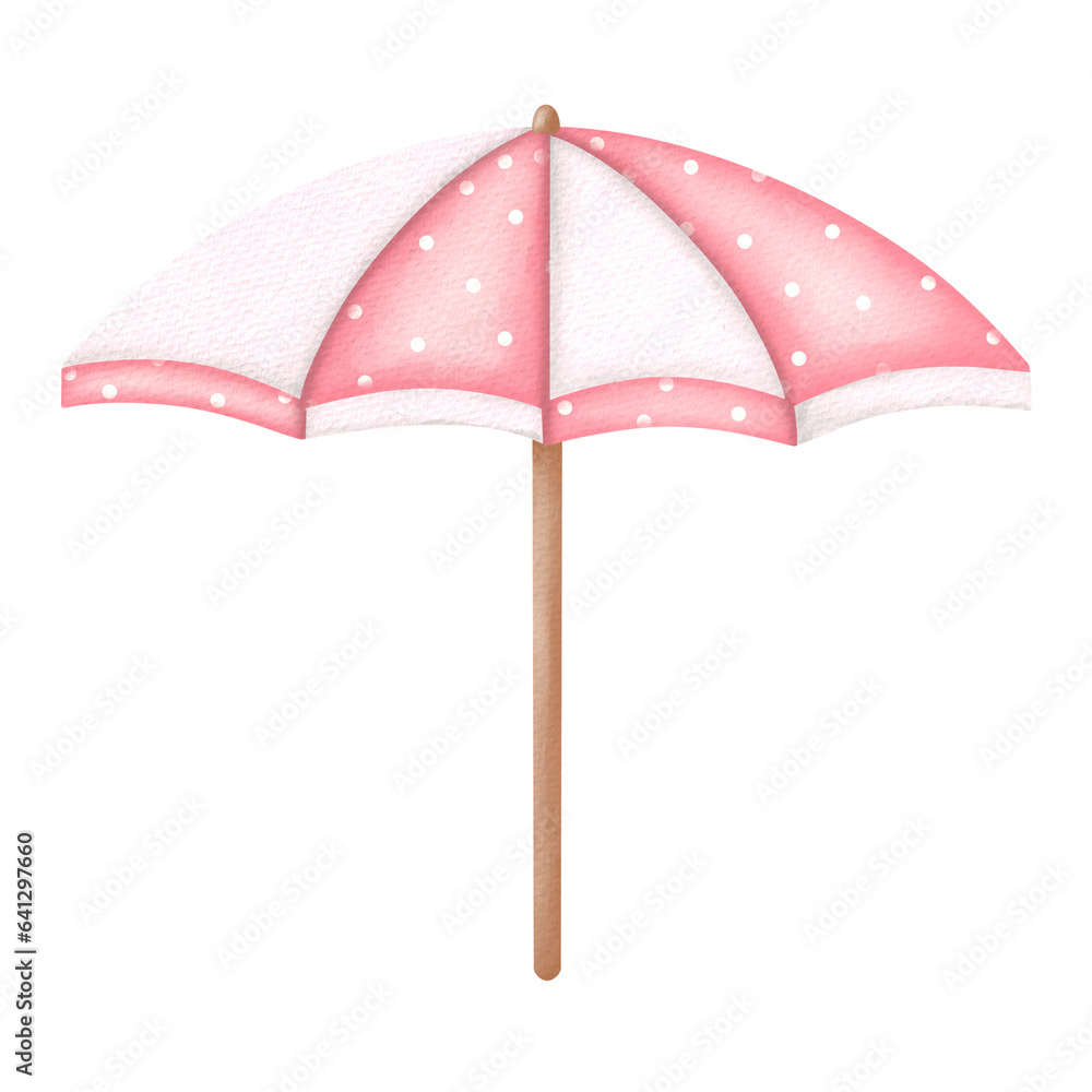 Pink beach umbrella Watercolor. Pink beach umbrella Watercolor.
