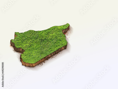 High-quality Syria 3D soil map, Syria 3D soil map render.