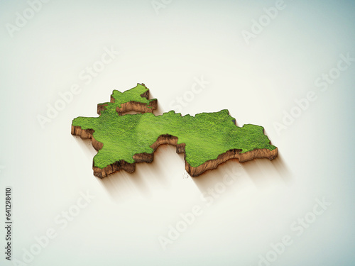 High-quality Tajikistan 3D soil map, Tajikistan 3D soil map render.