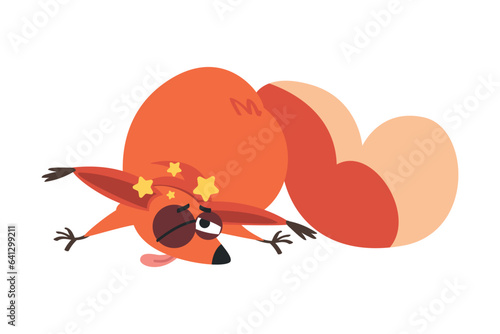 Cute Squirrel with Bushy Tail Bumping Head with Stars Vector Illustration