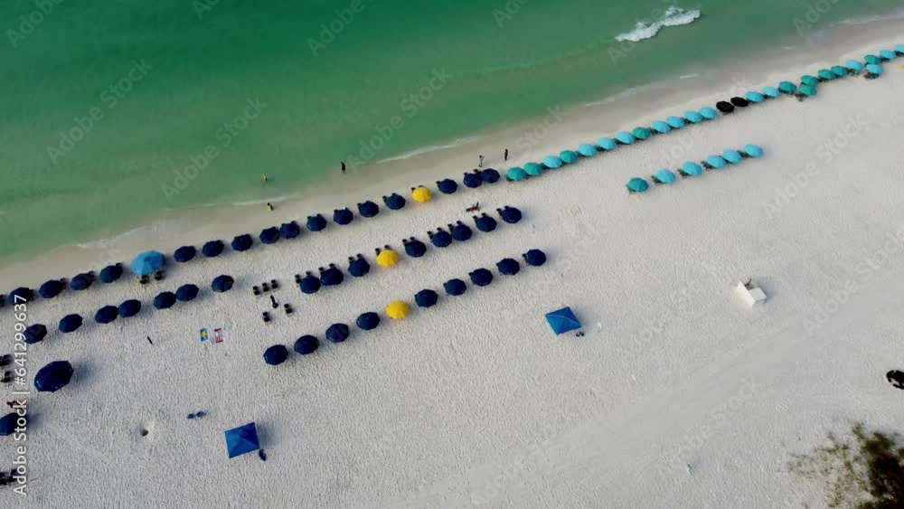 Destin Florida beach service chairs on the beach. Gulf of mexico