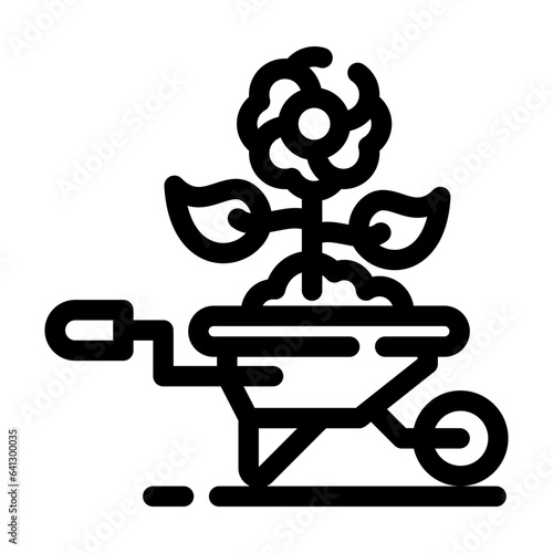 wheel barrow line icon best for web design