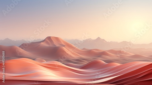 Abstract mountains and the sun in pastel shades. Generative AI.