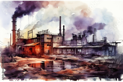 Refinery production factory energy ecology chimney industrial smoke plant pollution