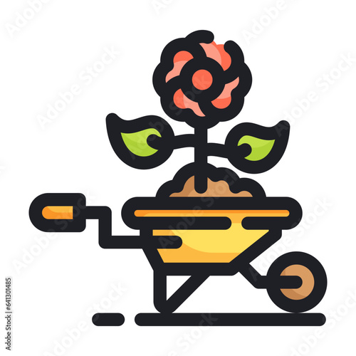 wheel barrow line icon best for web design