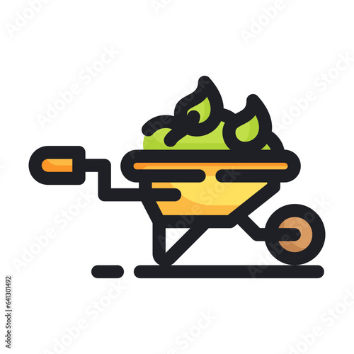 wheel barrow line icon best for web design