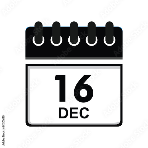 calender icon, 16 december icon with white background