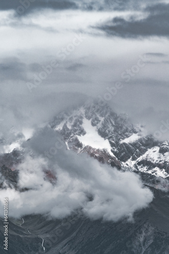 Vertical landscape do mountain on gray and cloudy day
