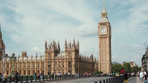 View of London's Big Ben from the bridge, UK