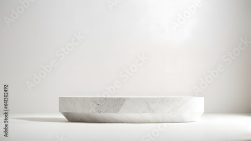 background scene with white marble stone podium for product presentation or showcase © jxvxnism