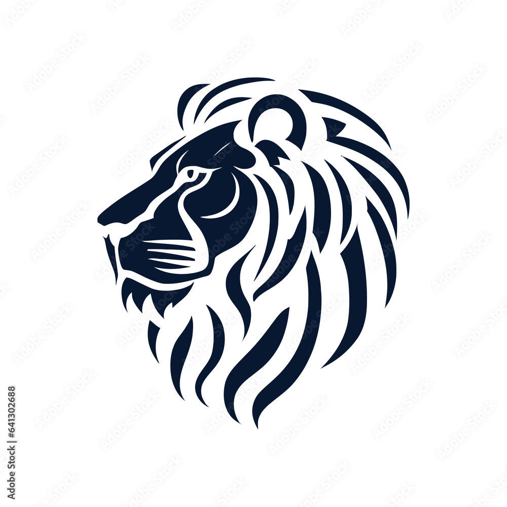 Fototapeta premium lion head portrait silhouette in black color