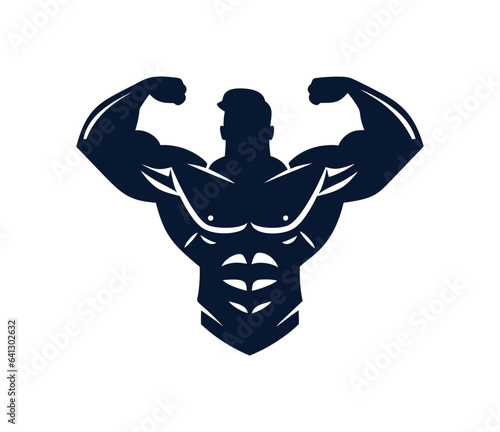 man with big muscle silhouette in black color