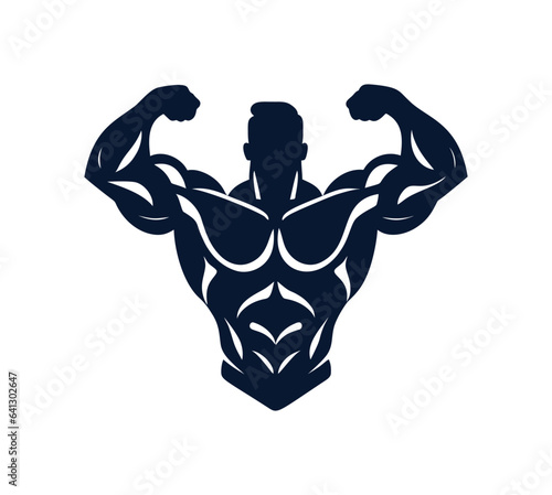 man with big muscle silhouette in black color