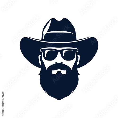 bearded cowboy man head in portrait