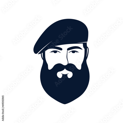 bearded man with beret in portrait