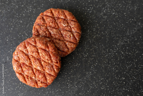 raw hamburger meat flatlay.