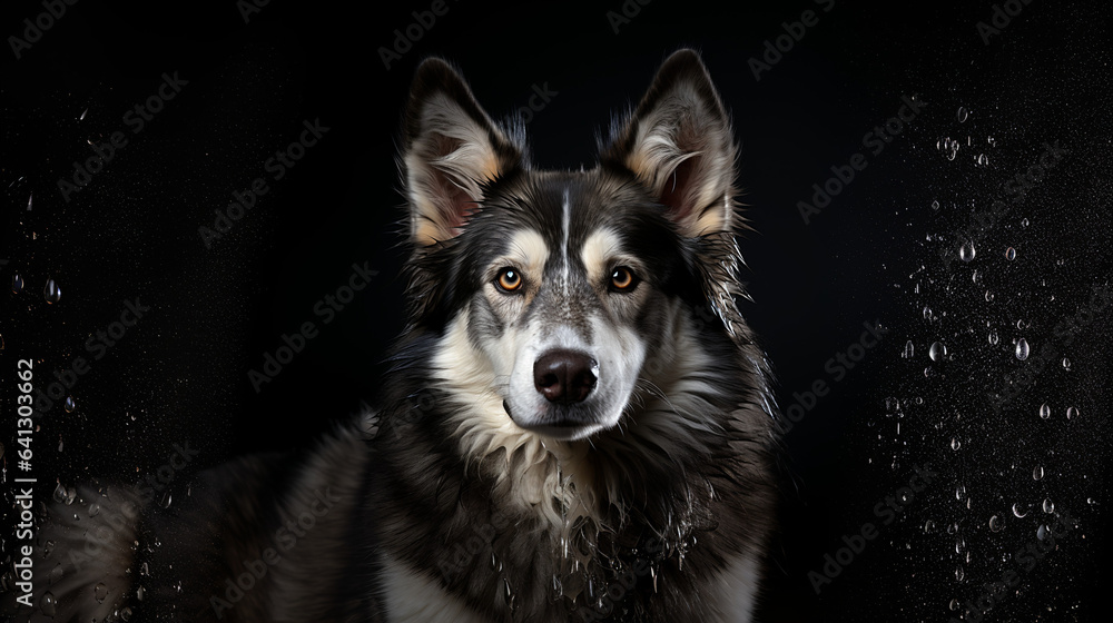 portrait of a black and white dog portrait of a black and white dog