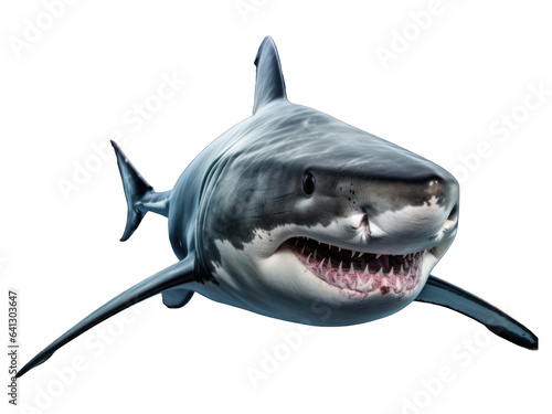 big white shark isolated on transparent background