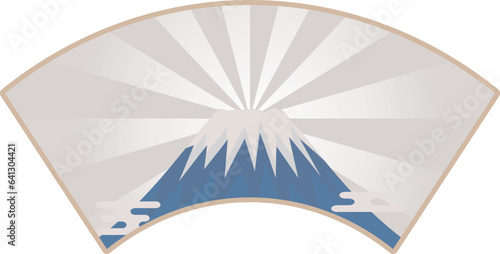 浮世絵風のダイヤモンド富士と扇型フレーム