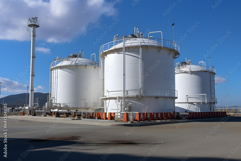 Liquefied Natural Gas. Storage Tanks at a LNG Terminal Liquefied Natural Gas. Storage Tanks at a LNG Terminal