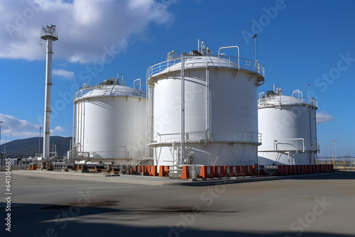 Liquefied Natural Gas. Storage Tanks at a LNG Terminal