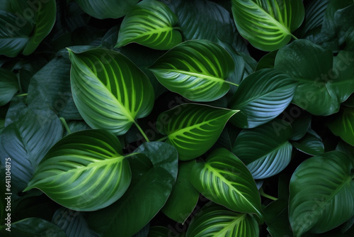 jungle nature bush palm background tree colourful green forest leaf tropical. Generative AI.