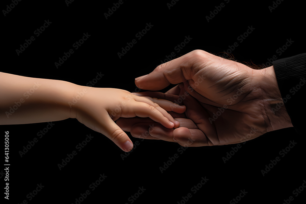 Parent holding the hand of a small child