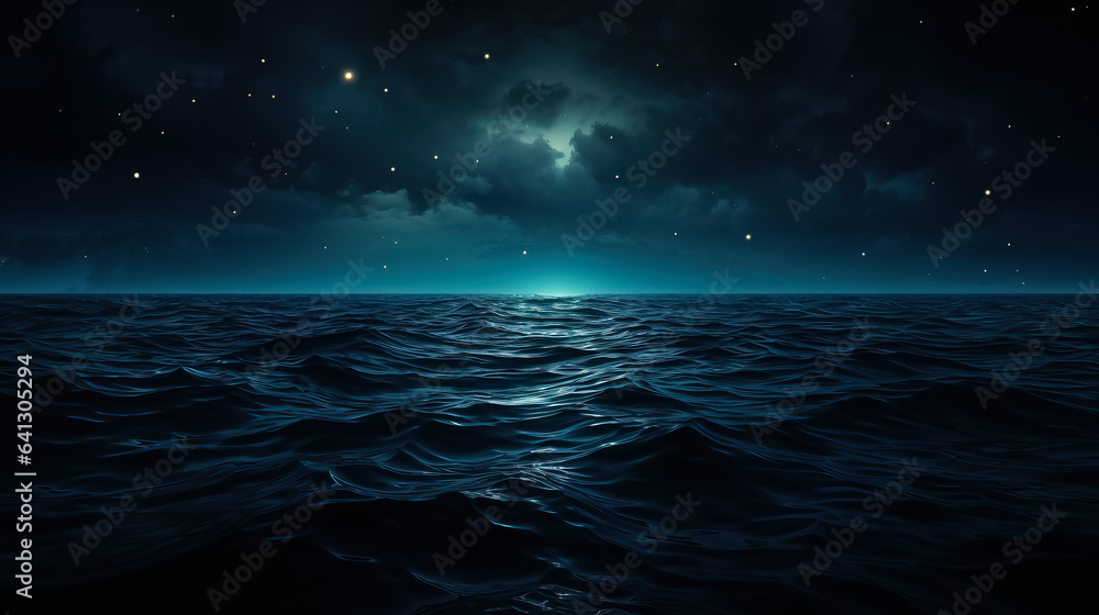 Dark sea at night with small waves Dark sea at night with small waves
