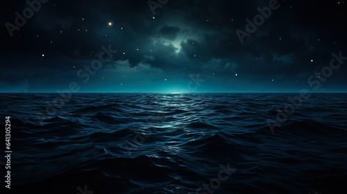 Dark sea at night with small waves © fotogurmespb
