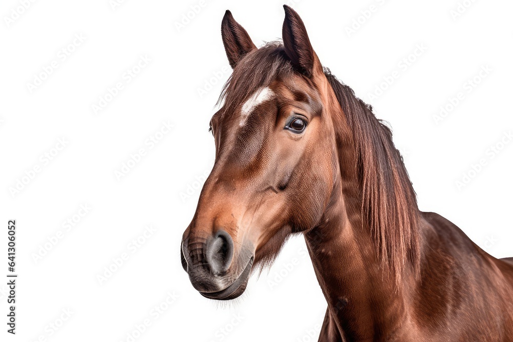 Horse photo realistic illustration - Generative AI. Horse photo realistic illustration - Generative AI.