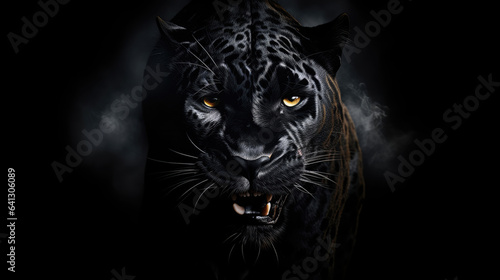 Illustration of panther on a black background © Veniamin Kraskov