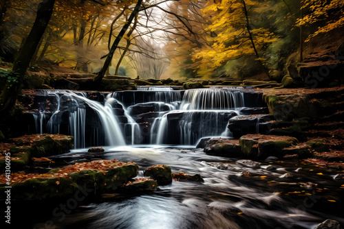 Waterfall in the autumn  Landscape