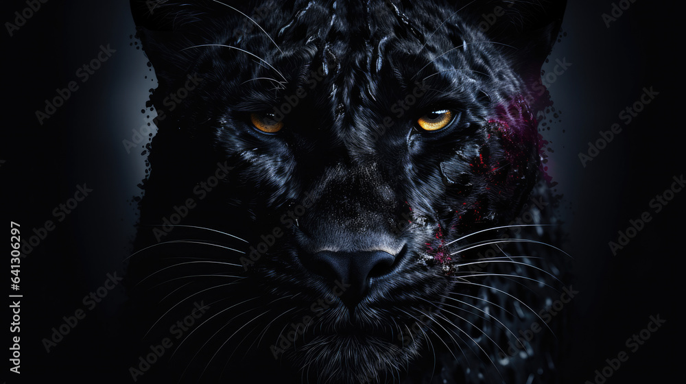 Illustration of panther on a black background