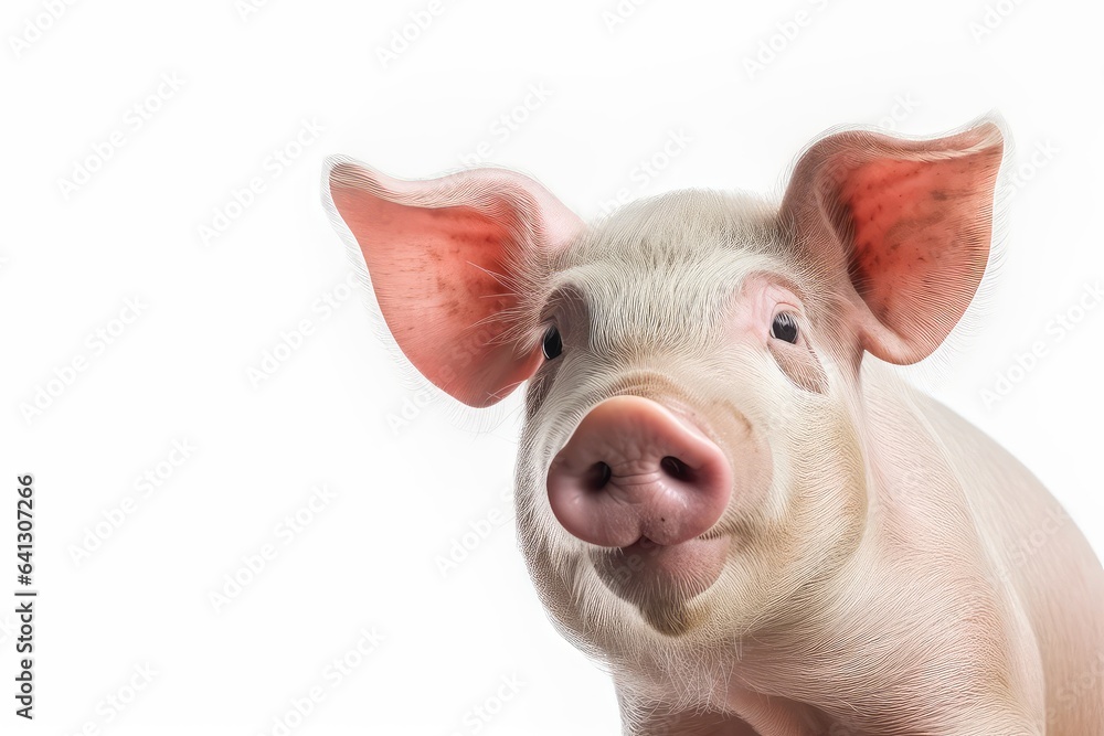 Pig photo realistic illustration - Generative AI. Pig photo realistic illustration - Generative AI.