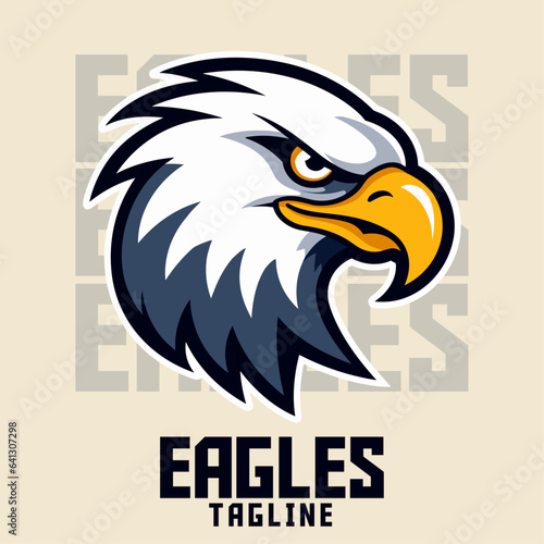 Mascot Illustration: Vintage Vector Graphic for Illustrated Classic Eagle Logo on Sport and E-Sport Gaming Teams with an old school eagle Mascot head.