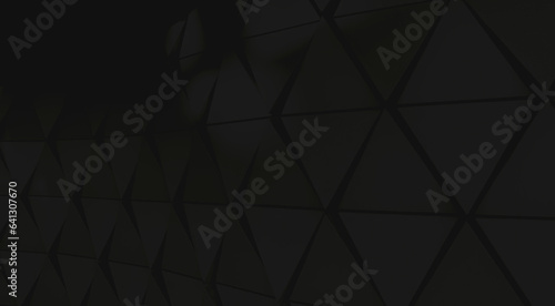 Abstract black dark geometric banner design background. Low polygon shapes background, triangles mosaic, creative wallpaper, template design. Minimal geometrical style. Website background