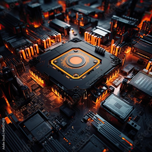 Wallpaper Mural CPU on futuristic high tech motherboard. Torontodigital.ca