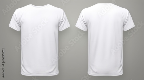 a mock up of front and back white t shirt templates on a gray background generated by AI