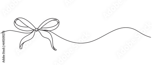 bow on gift ribbon line art style , bow for holiday christmas decoration vector eps 10