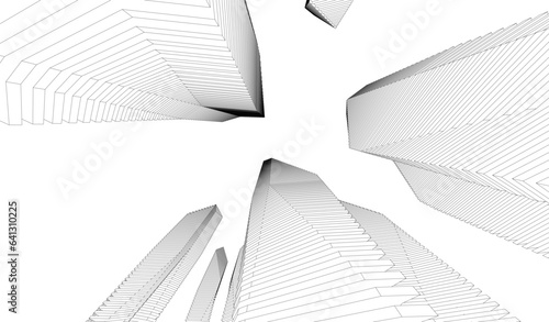 Abstract architecture vector 3d drawing