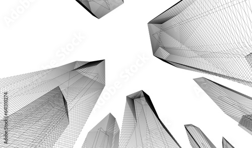 Abstract architecture vector 3d drawing