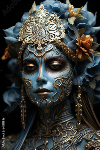 Venetian carnival mask, close-up, selective focus