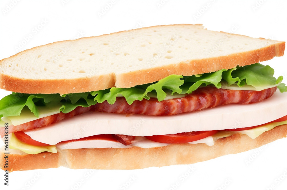 Sandwich with sliced sausage isolated on white background Sandwich with sliced sausage isolated on white background