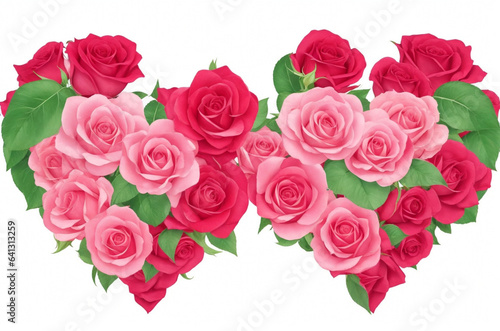 Heart of roses isolated on white background